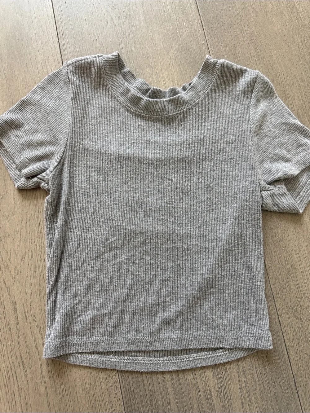 Kids Short Sleeve Ribbed Tee - Gray
